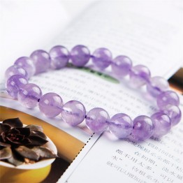 10mm Genuine Natural Amethyst Bracelets For Women Crystal Gemstone Purple Round Bead Bracelet
