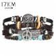 17KM Punk Design Turkish Eye Bracelets For Men Woman New Fashion Wristband Female Owl Leather Bracelet Stone Vintage Jewelry