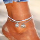 Antique Silver Color Bohemian Anklet with Big Blue Stone Beads 
