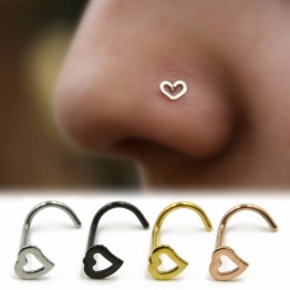 Stainless Steel Love Heart Nose Ring Nostril Hoop 