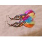 2016 Famous Brand Jewelry Boho Earrings Ethnic Antique Gold Long Dangle Colorful Feather Earrings for Women Brincos32788893296