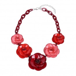 2018 New Fashion Acrylic Jewelry Women Retro Necklace Big Acrylic Rose Flowers Ornaments Necklace For Femme New Years Gift