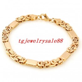 Custom Size 7-40 inches  Gold Color 6mm wide Stainless Steel Link Chain Bracelet  or Men