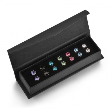 7Pairs/Set Crystals From SWAROVSKI Stud Earrings 7 Colors Weekly Jewelry For Women Girls Silver Color Simple Round Piercing32865420919