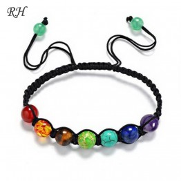 8mm Big Beads 7 Chakra Bracelet Yoga Bracelet Healing Balance Supernatural Lava Reiki Stones Beads Bracelet Women Jewelry