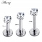 1pc Zircon Stainless Steel Lip Piercing  Stud  in various sizes and 5 colours