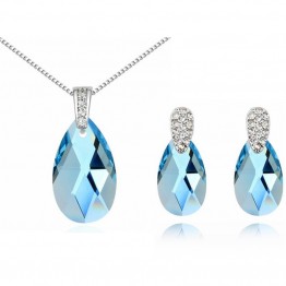 Austrian Crystal Necklace Earrings Water Drop Crystal From SWAROVSKI Women 2017 Jewelry Sets Fashion Bijouterie