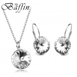 BAFFIN 2018 Original Crystals From SWAROVSKI Bella Jewelry Sets Round Pendant Necklaces Piercing Earrings For Women Wedding 