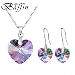BAFFIN Original Crystals From Swarovski Heart Pendant Necklaces Drop Earrings Jewelry Sets For Women Lovers Gift Drop Shipping  