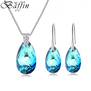 BAFFIN Water Drop Stones Jewelry Sets Genuine Crystals From Swarovski Silver Color Pendant Necklace Dangle Earrings For Women32725160474