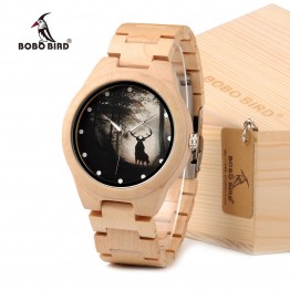 BOBO BIRD Game of Thrones Design Mens Watches Top Brand Luxury Wooden Watches Maple Wood Band Quartz Watch 