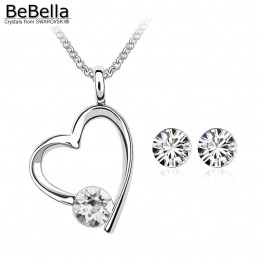 BeBella Crystal heart necklace earring set for women Made with Swarovski ELEMENTS for women gift