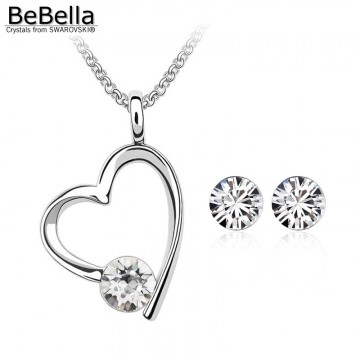 BeBella Crystal heart necklace earring set for women Made with Swarovski ELEMENTS for women gift1413503208
