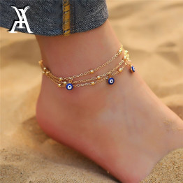Bohemian Anklet Bracelets For Women Multiple Layers Barefoot Sandals Pulseras Foot Jewelry 2018 Gold Color Bracelet on the Leg  