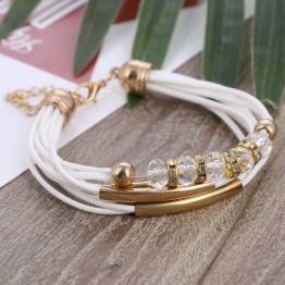 Bracelet Wholesale 2019 New Fashion Jewelry Leather Bracelet for Women Bangle Europe Beads Charms Gold Bracelet Christmas Gift