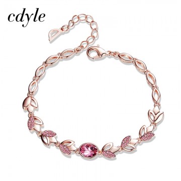 Cdyle Rose Gold Bracelets Crystals from Swarovski Bangle for Women Fashion Jewelry Elegant 2018 Set Flower Red Blue New Lady32837771684