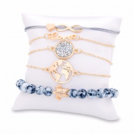 DIEZI Bohemian  Turtle Charm Bracelets Bangles For Women Fashion Gold Color Strand Bracelets Sets Jewelry Party Gifts