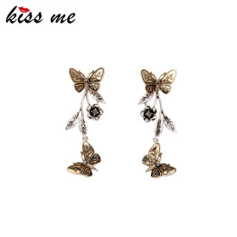 Detachable Alloy Retro Butterfly Flowers Earrings for Women Famous Brand Jewelry New Design Danging Earrings