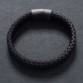 Fashion Male Jewelry Braided Leather Bracelet Handmade Bracelet Black Stainless Steel Magnetic Clasps Men Wrist Band Gifts PW740