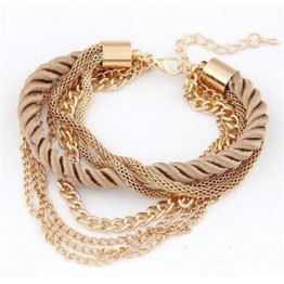 Free Shipping Fashion Multilayer Charm Bracelet Exaggerated Gold Chain Bracelet Femme High Quality Of Handwoven Rope Jewelry 