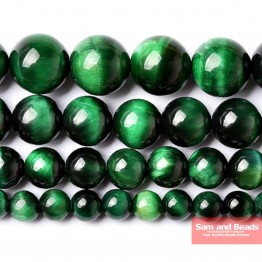 Free Shipping Natural Stone Green Tiger Eye Beads 16" Strand 6 8 10 12MM Pick Size GTB01