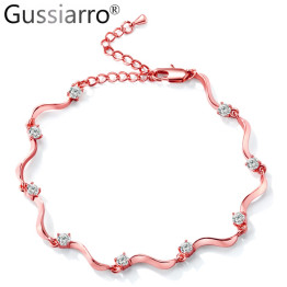 Gussiarro 2019 New Round Crystal Bracelets on leg the Anklets Female Barefoot Crochet Jewelry Women Rose Gold-Color Foot Chain