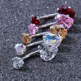Heart Crystal Belly Button Rings Belly Bar Navel Piercing Jewelry Hot Summer Women Jewelry Navel Piercing Belly Nombril #243209