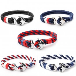High Quality Nylon Rope Bracelets For Men Stainless Steel Anchor Bracelet Pulseira Masculina Feminina Homme Jewelry