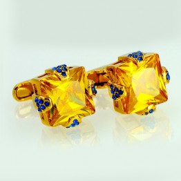 High quality luxury cufflinks mens shirt yellow crystal jewelry cuff links cuff for wedding & father gift designer  accessory