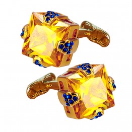 High quality luxury cufflinks mens shirt yellow crystal jewelry cuff links cuff for wedding & father gift designer  accessory