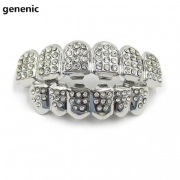 Hip Hop Gold Silver Iced Out CZ Teeth Grillz Top Bottom Bling Men Women Jewelry New 