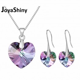 Joyashiny Crystals From Swarovski Classic Romantic Heart Pendant Necklaces Drop Earrings Jewelry Sets For Women Lovers Gift