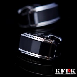 KFLK Jewelry shirt cufflink for mens designer Brand Black Cuff link french Button High Quality Luxury Wedding male Free Shipping