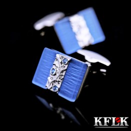 KFLK Jewelry shirt cufflinks for mens designer Brand Blue Cuff link male wedding luxury Button male High Quality Free Shipping
