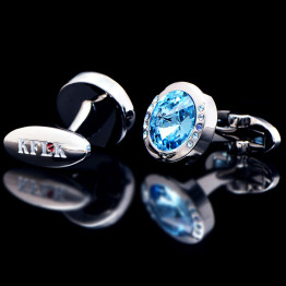 KFLK Luxury NEW shirt cufflinks for mens Gift Brand cuff button Blue Crystal cuff link High Quality abotoaduras Designer Jewelry