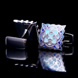 KFLK Luxury shirt cufflinks for mens Gifts Brand cuff buttons Blue enamel cuff links High Quality abotoaduras Designer Jewelry