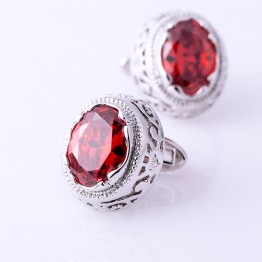 KFLK jewelry french shirt cufflink for men designer Brand Red Crystal Cuff link Button High Quality Luxury Wedding Free Shipping