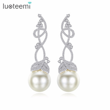 LUOTEEMI Big Long Flowers Imitation Pearls Luxury Famous Brand Boucles d&#39;oreille Earrings For Women Anti-Allergy Fancy Jewelry32840616166