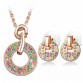 Labekaka Multicolored Crystal Round Shape Earrings Pendant Necklace Jewelry Sets Crystal from Swarovski party dress accessories592818179