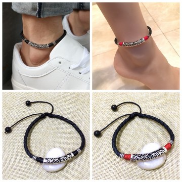Leather Rope Beads Anklet Bracelet On The Leg Anklet For Women Men Couple Barefoot Sandals Shoes Beach Pool Yoga Wear32920489947