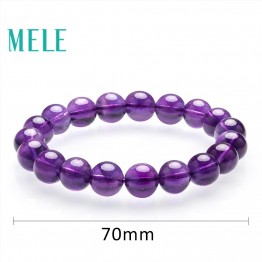 MELE Natural South Africa Amethyst strand bracelets for women and girl,8mm and 10mm round beads gemstone fine  jewelry 