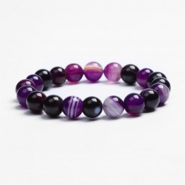Meajoe Trendy Natural Stone Love Purple Bead Bracelet Vintage Charm Round Chain Beads Bracelets Jewelry For Women Friend Gift