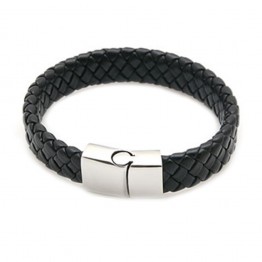 Men's Leather Titanium Steel Magnetic Bracelet & Bangle for Men