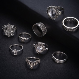 Meyfflin Punk Knuckle Ring Set Fashion Midi Finger Rings for Women Boho Jewelry Accessories Vintage Bague Femme 9pcs Set 
