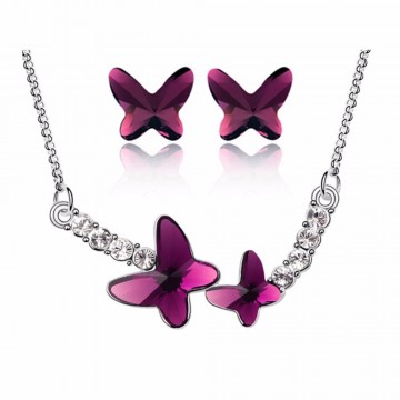 Ms Betti Brand new crystal from Swarovski butterfly jewelry set Austrian crystal necklace and earrings for women32818407863