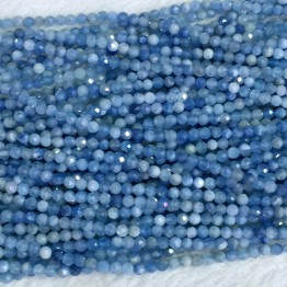 Natural Genuine Blue Aquamarine Faceted Small Round Loose Beads 2mm 3mm 15" 05411