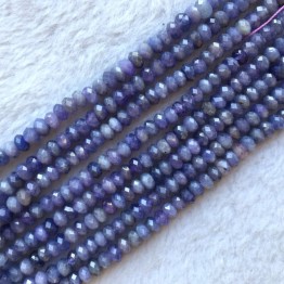 Natural Genuine Purple Blue Tanzania Tanzanite Hand Cut Loose Faceted Rondelle Beads 15" 