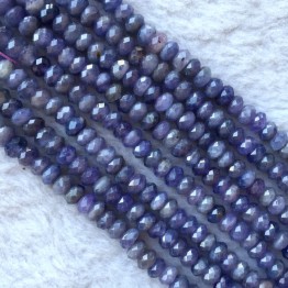 Natural Genuine Purple Blue Tanzania Tanzanite Hand Cut Loose Faceted Rondelle Beads 15" 