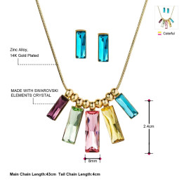 Neoglory MADE WITH SWAROVSKI ELEMENTS Crystal Jewelry Set Colorful Rectangle Design Necklace & Earrings Party Classic Lady