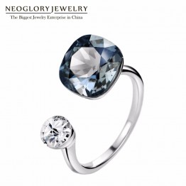 Neoglory MADE WITH SWAROVSKI ELEMENTS Crystals Rings Silver Color Wedding Rings Gifts For Women Fashion Jewelry 2018 New 